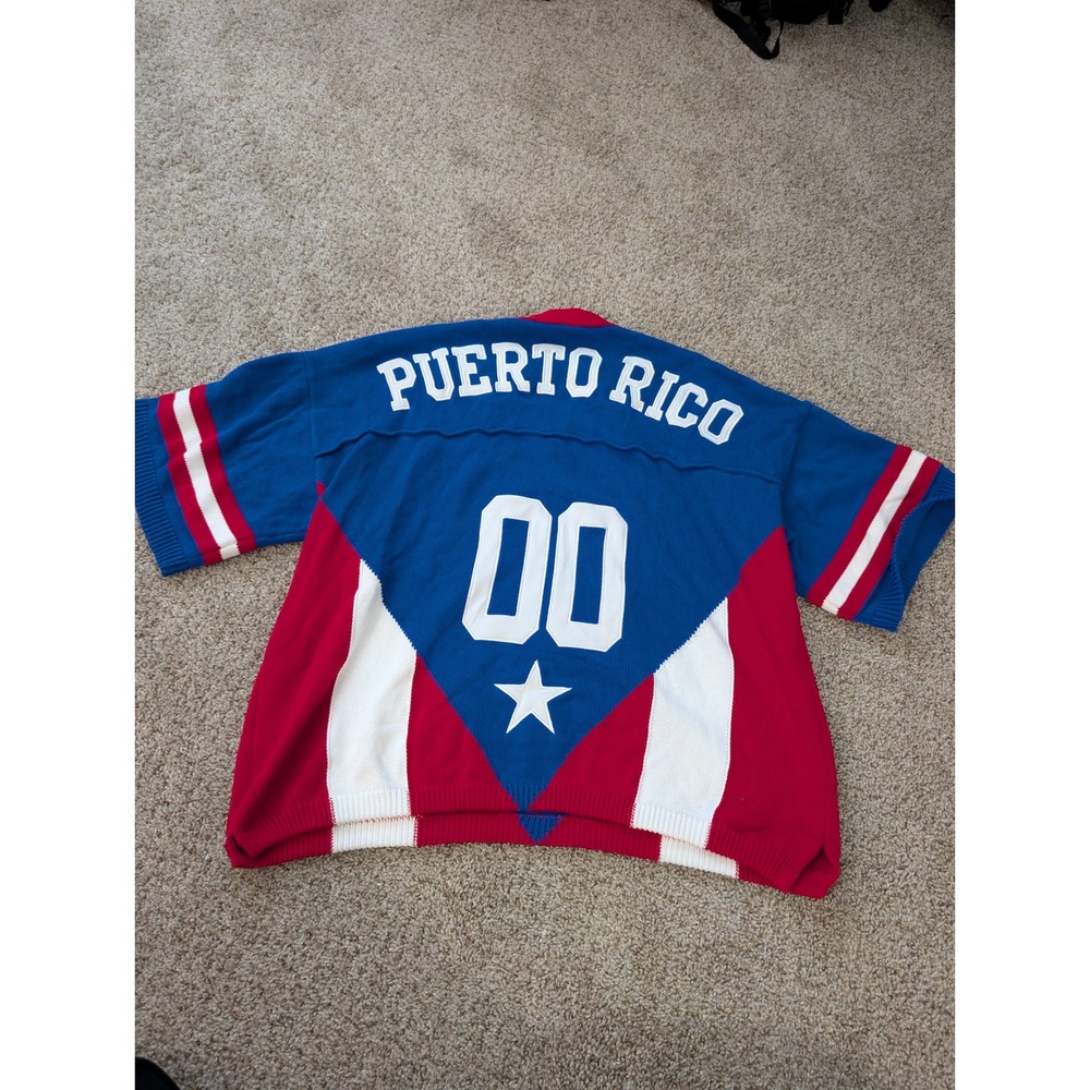 Marq The Label Puerto Rico Knit Jersey Sweater Blue Red White Mens Large 00 - Picture 8 of 9